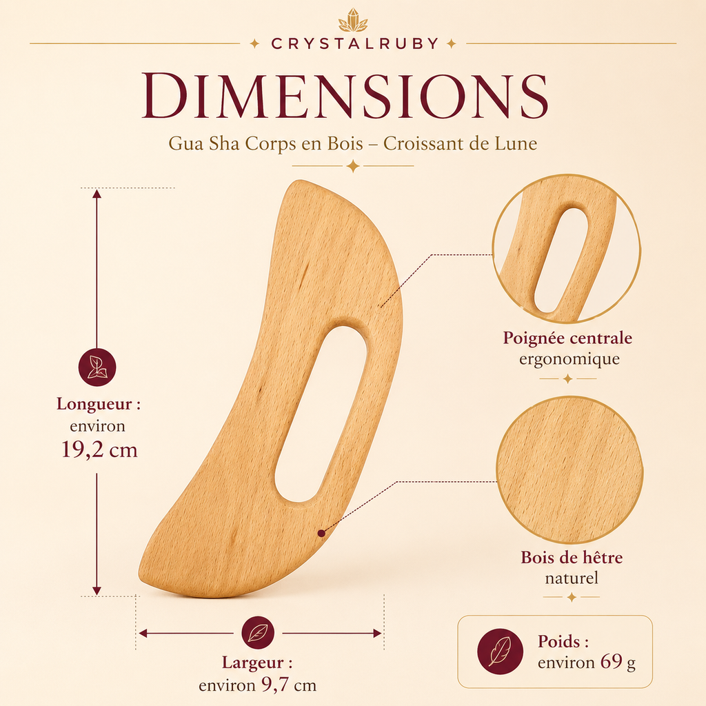 Gua Sha Corps en Bois Forme Croissant de Lune – Madérothérapie