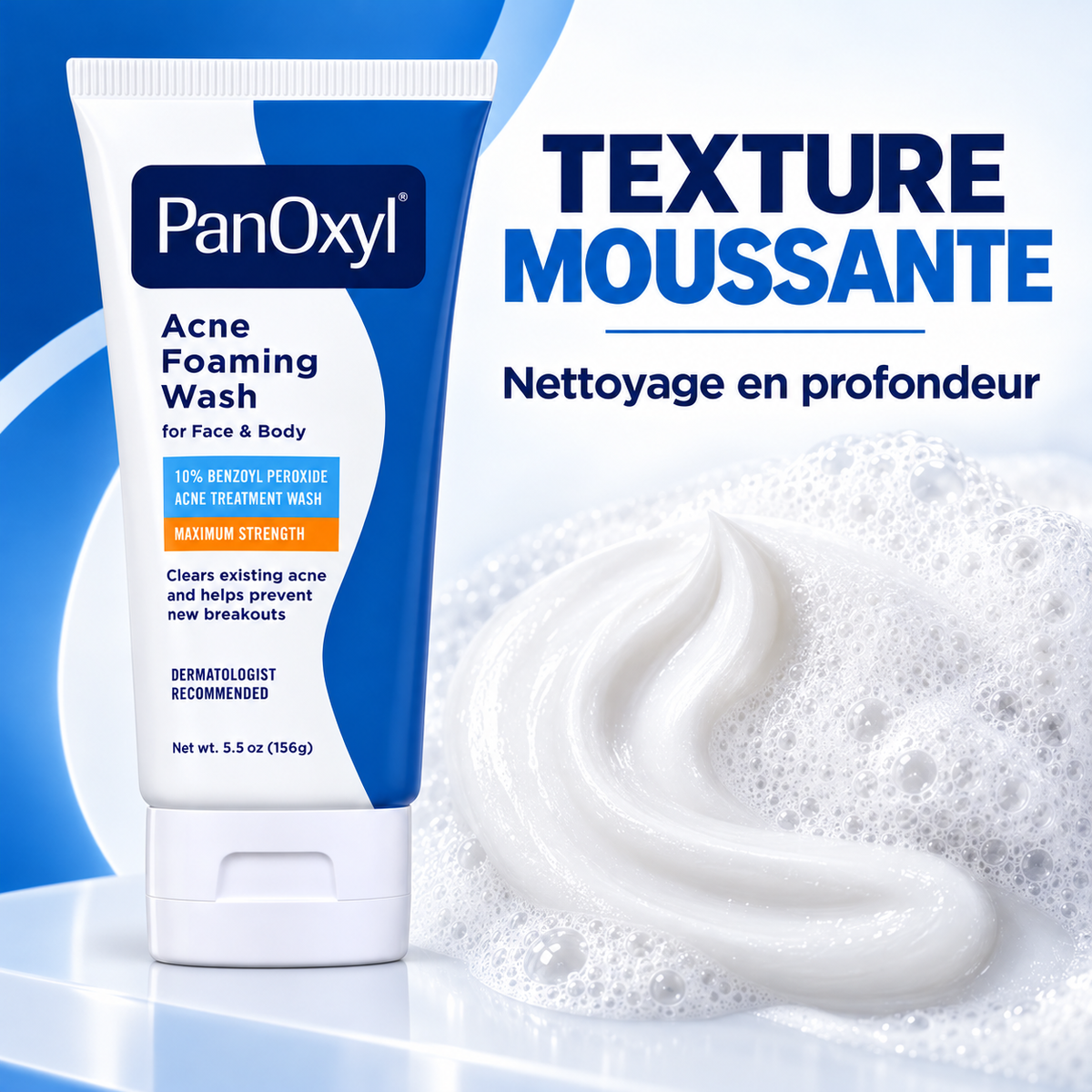PanOxyl Acne Foaming Wash 10 % – Nettoyant Moussant Anti-Imperfections Visage & Corps – 156 g