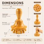 Champignon de Massage en Bois à Manche Long &amp; Picots Arrondis – Madérothérapie Corps