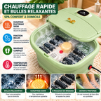 Bain de Pieds Électrique Pliable 10L – Spa Chauffant 500W avec Bulles et Rouleaux de Massage – Vert Sauge