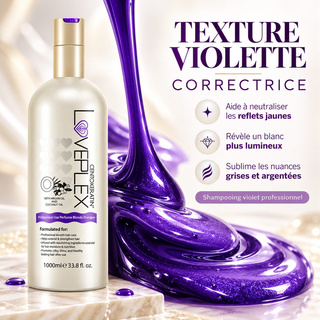 VEPLEX Pro Keratin – Shampooing Violet Déjaunisseur Professionnel – 1000 ml