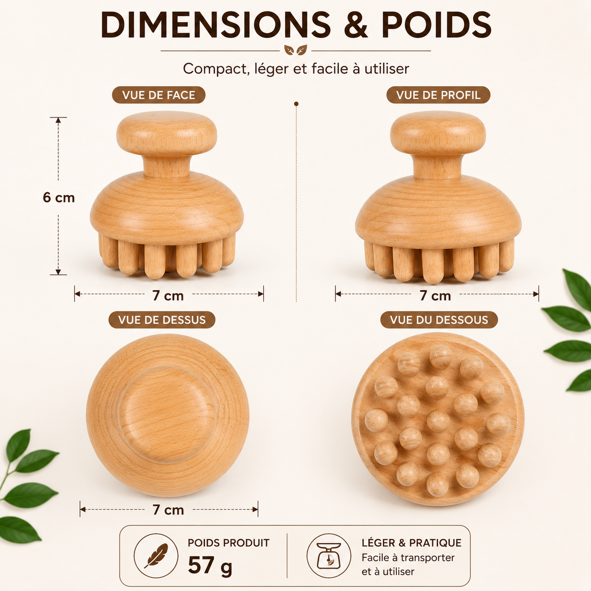 Champignon de Massage en Bois à Picots – Madérothérapie Corps