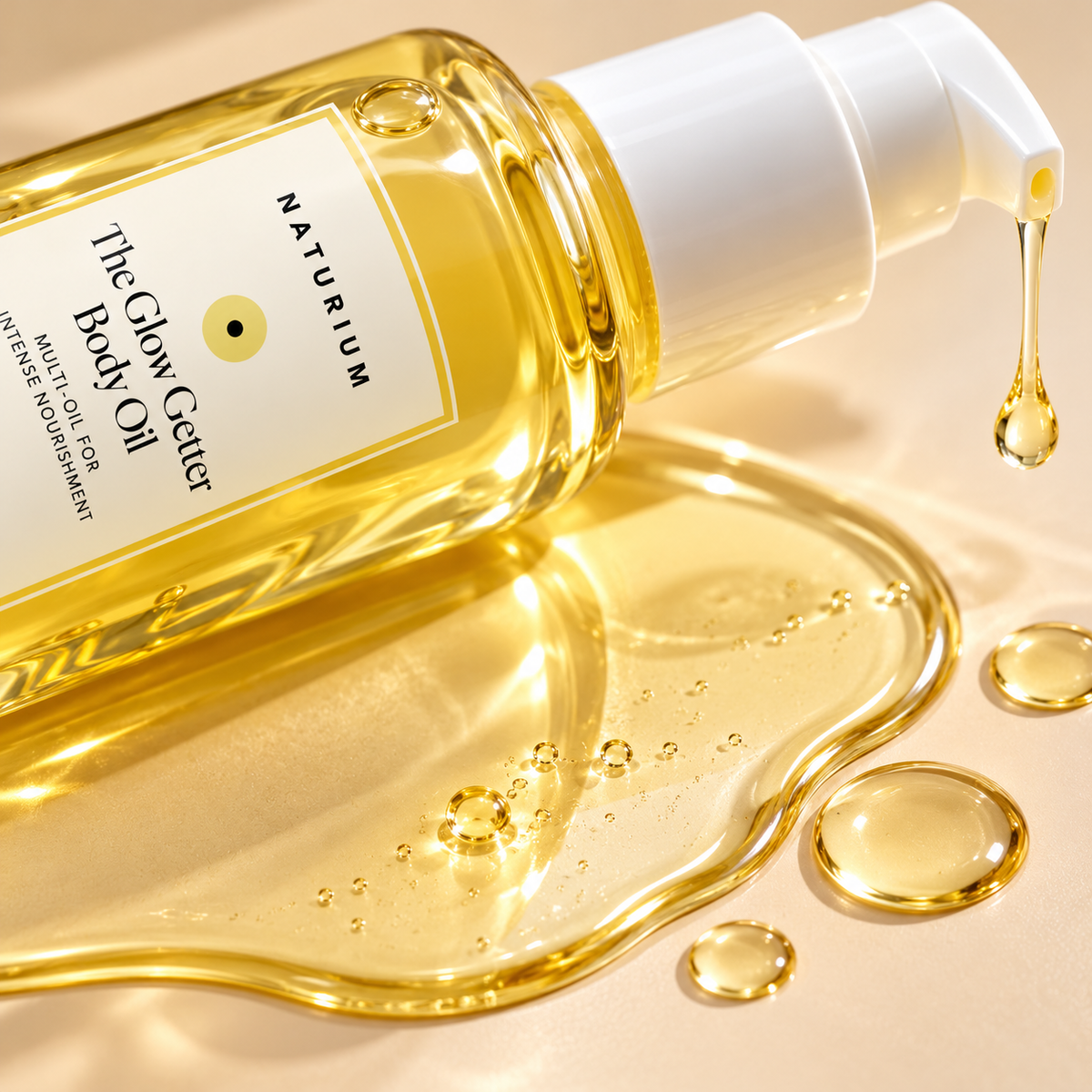 NATURIUM The Glow Getter Body Oil – Huile Corporelle Nourrissante Multi-Huiles au Squalane – Hydratation Intense & Éclat – 100 ml