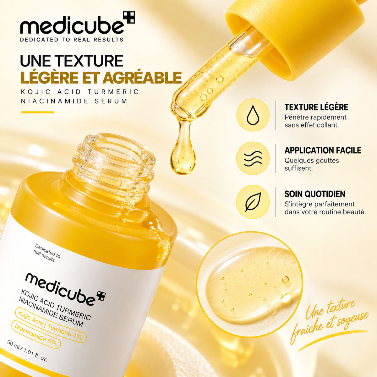 Medicube Kojic Acid Turmeric Niacinamide Serum – Sérum Éclat & Anti-Taches – 30 ml