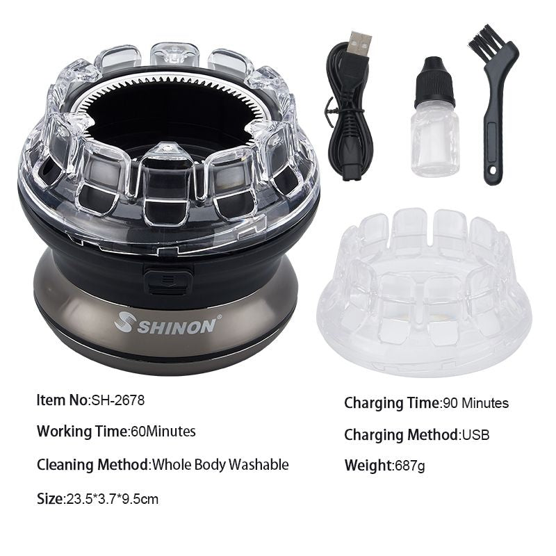Shinon SH-2678 Tondeuse Rasoir pour Chauves - Machine à Raser Rotative Étanche Rechargeable