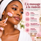 Roller Visage Double Embout en Quartz Rose – Rouleau de Massage Facial