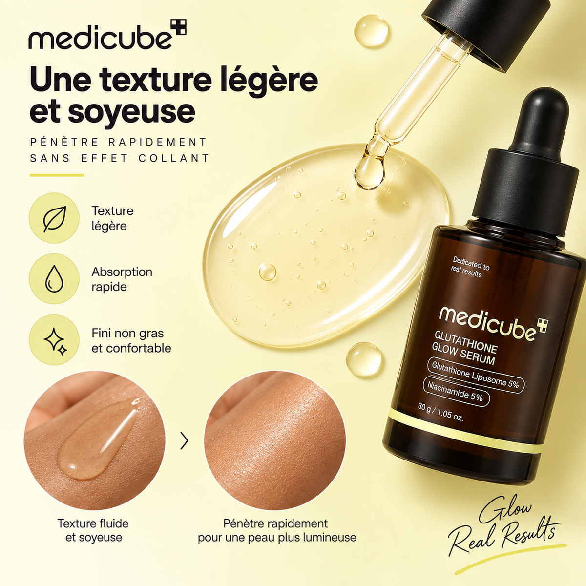 Medicube Glutathione Glow Serum – Sérum Éclat au Glutathion Liposome 5 % & Niacinamide 5 % – 30 g