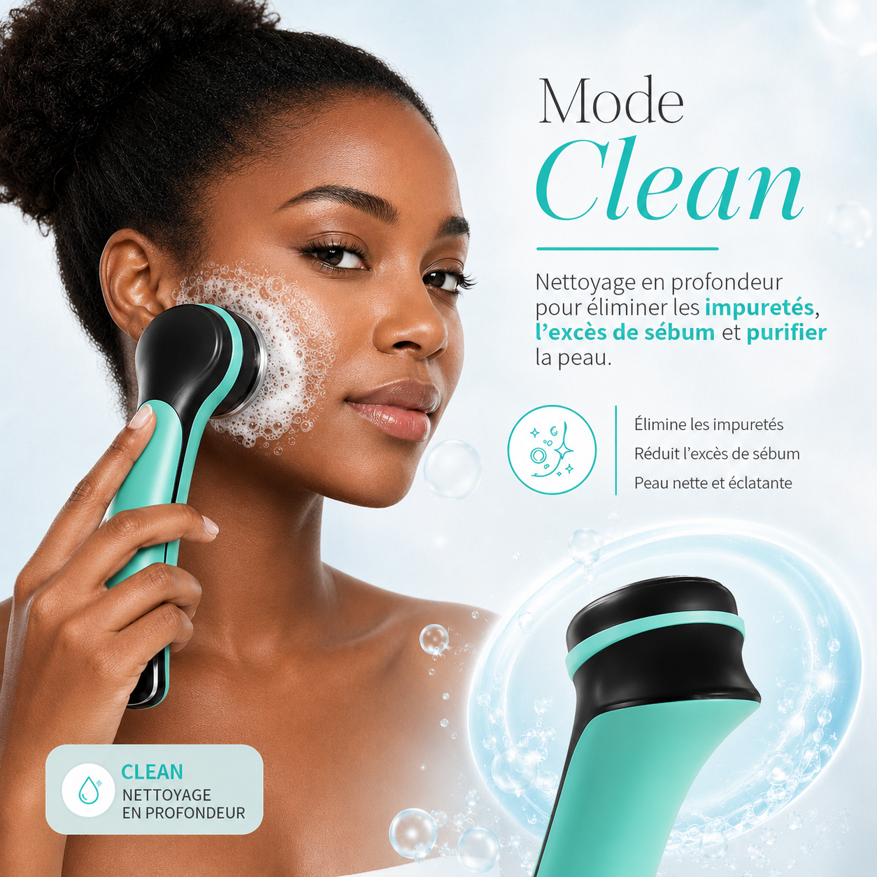 Appareil de Soin du Visage 4-en-1 Chaud et Froid – Clean, Moist, EMS & Cool