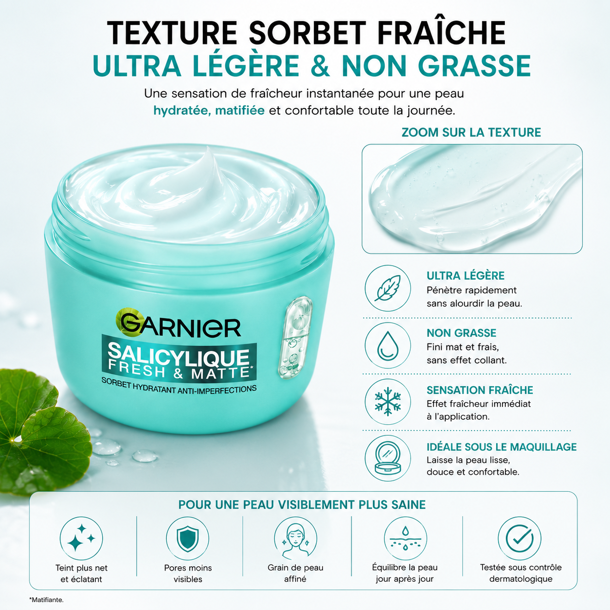 Garnier Salicylique Fresh & Matte Crème Sorbet Hydratante Anti-Imperfections – 85 ml
