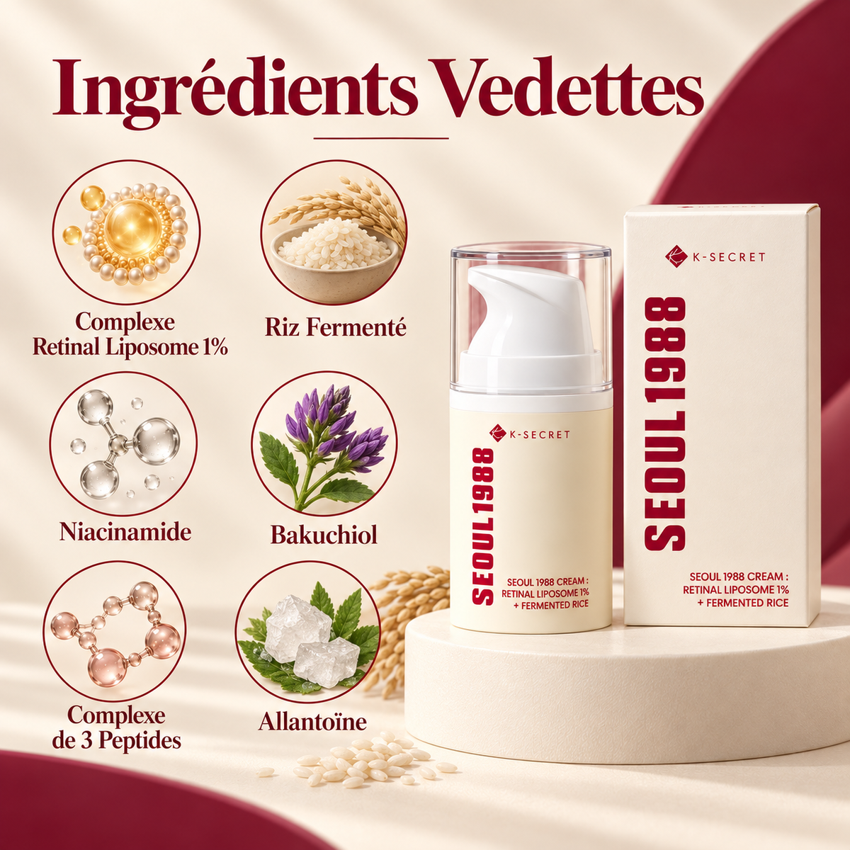 K-SECRET Seoul 1988 Cream 50 ml – Crème Visage au Rétinal Liposomé et Riz Fermenté