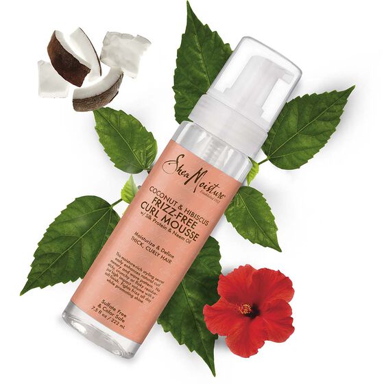 SheaMoisture Coconut & Hibiscus Frizz-Free Curl Mousse 220ml – Mousse Hydratante Anti-Frisottis Pour Cheveux Bouclés, Frisés & Crépus