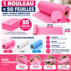 Rouleau Drap Jetable Table de Massage 50 Feuilles 60 x 180 cm - Rose Blanc Bleu