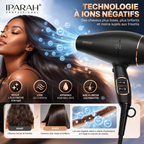 IPARAH P-350 – Sèche-Cheveux Professionnel Ionique 2200W, Moteur AC, 2 Vitesses, 3 Températures, Noir & Or Rose
