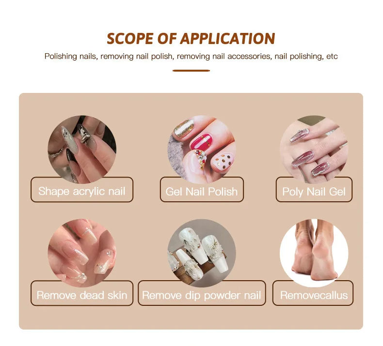 Ponceuse à Ongles Professionnelle 45 000 tr/min – Perceuse Électrique Portable Rechargeable Avec 8 Embouts