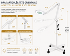 Lampe Loupe LED Professionnelle sur Pied à Roulettes – Grossissement jusqu’à 10X pour Esthétique et Soins