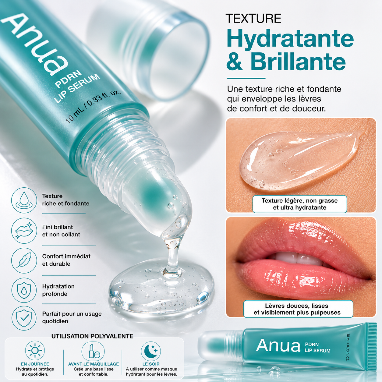 ANUA PDRN Hyaluron Lip Serum – Sérum Hydratant Lèvres au PDRN &amp; Acide Hyaluronique – 10 ml