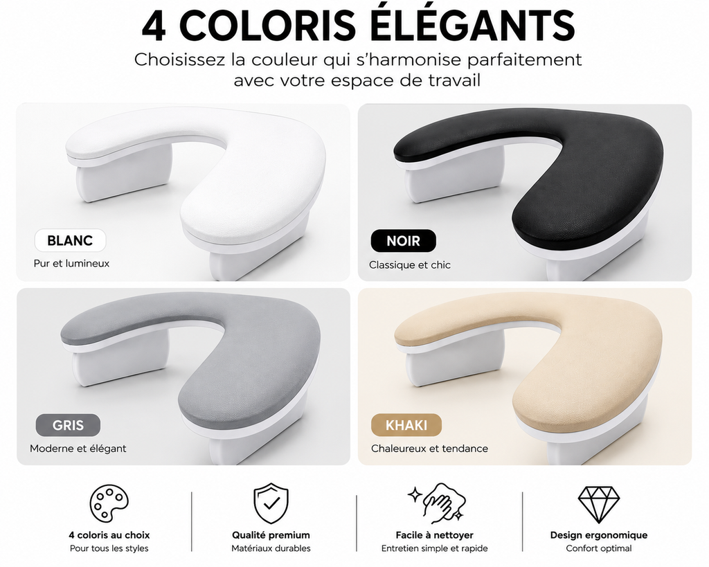 Repose-Main Ergonomique Professionnel pour Manucure – Support Confort Nail Art (4 Coloris Disponibles)