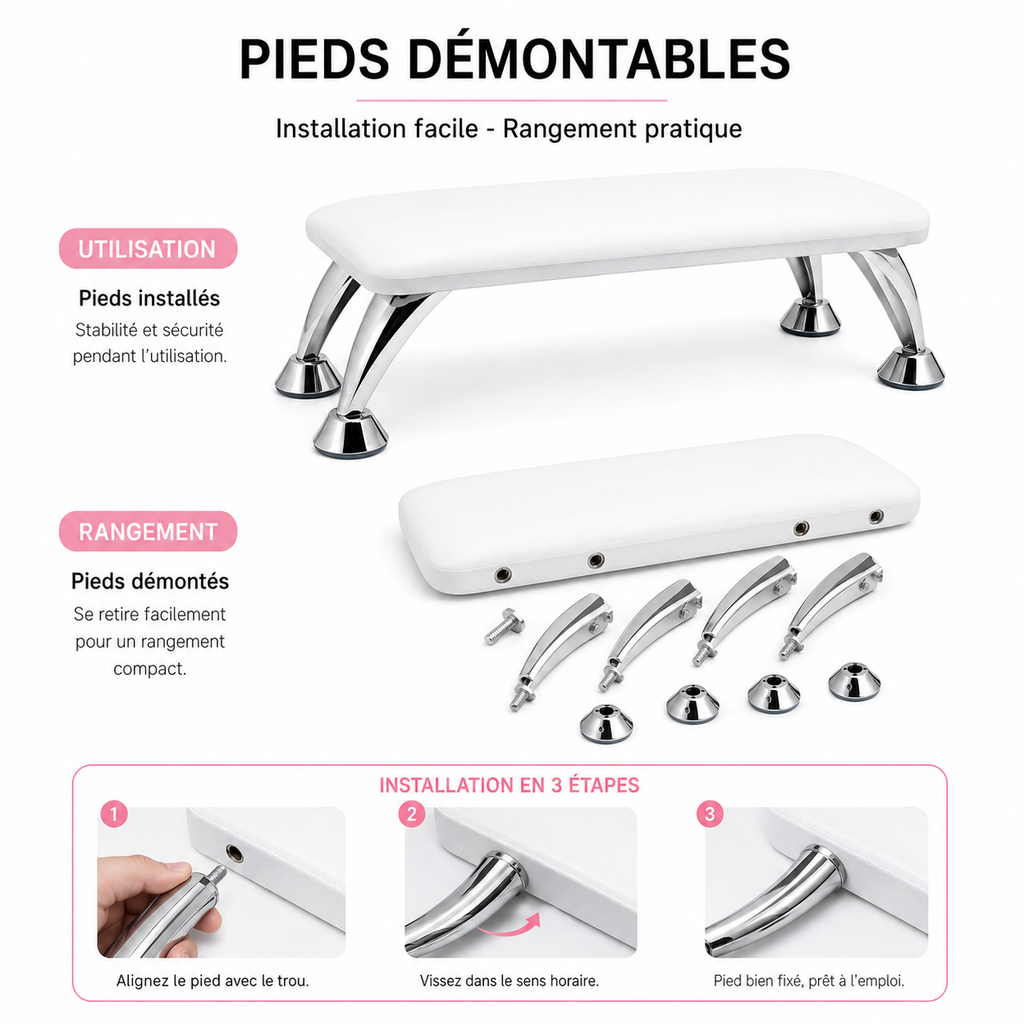 Repose-Main Surélevé Professionnel pour Manucure – Coussin Confort Nail Art, 4 Coloris Disponibles