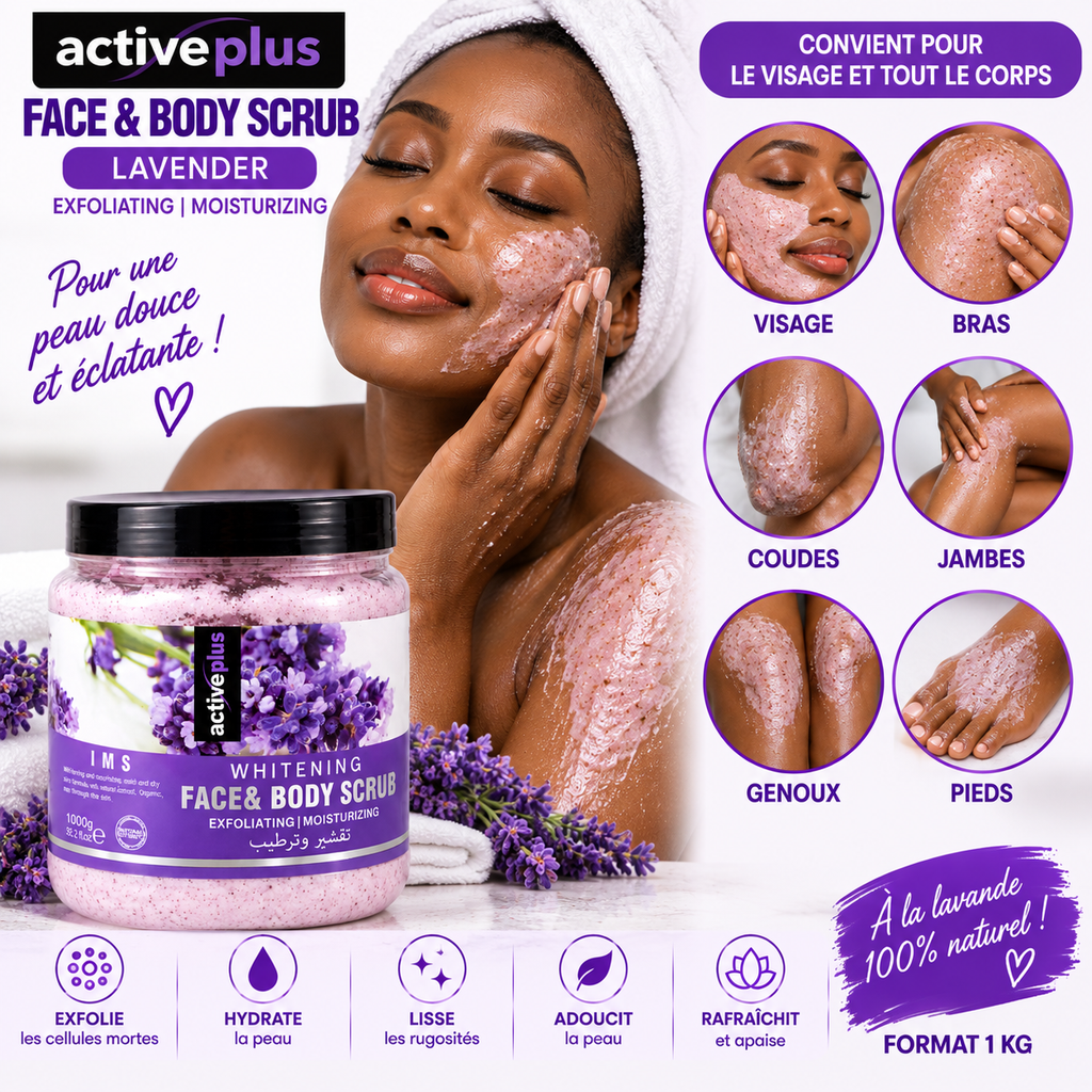 ActivePlus Gommage Visage & Corps à la Lavande 1 kg – Face & Body Scrub Exfoliant