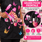 Tablier Prothésiste Ongulaire Noir avec Poche – Manucure, Pédicure &amp; Nail Art