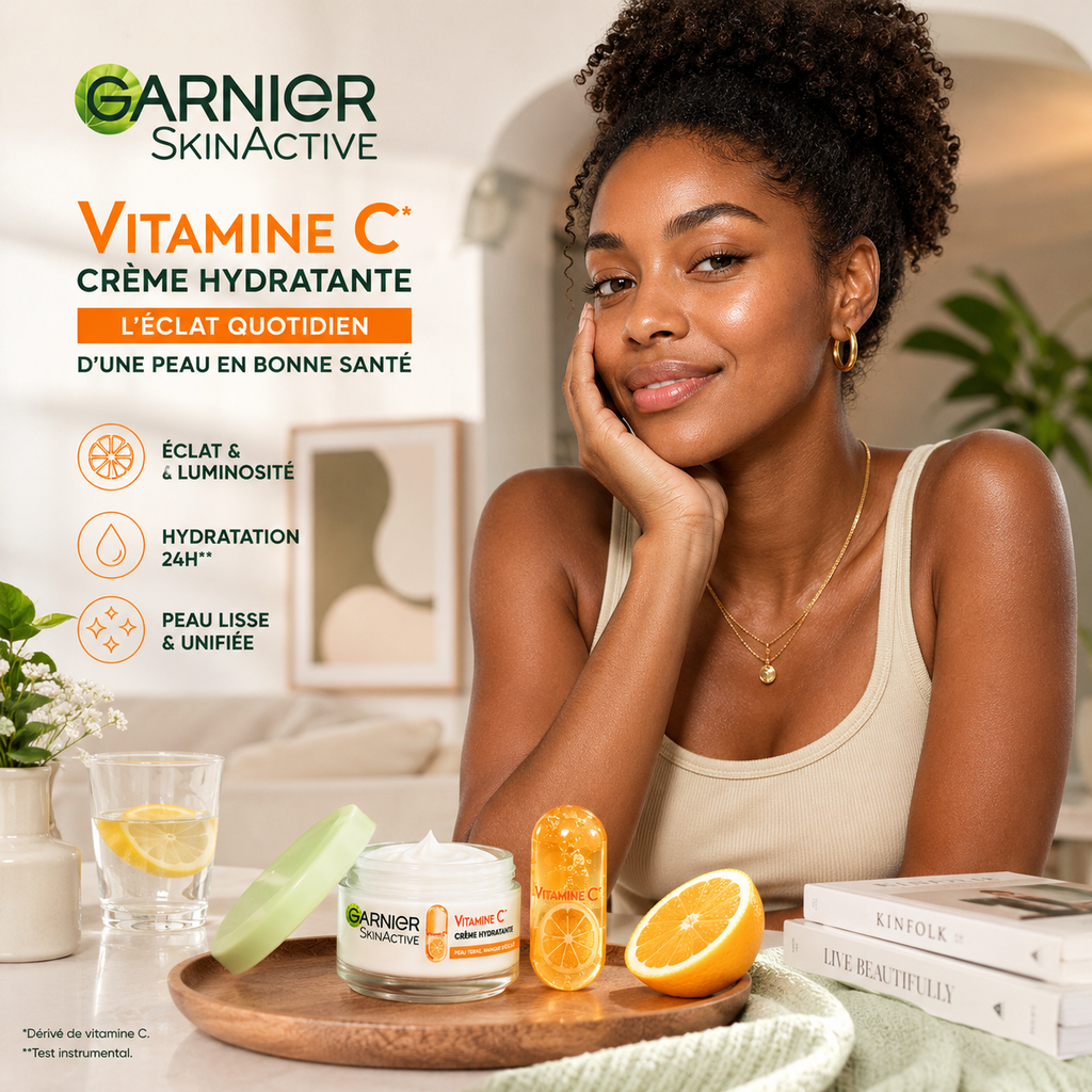 Garnier SkinActive Vitamine C – Crème Hydratante Certifiée Bio Éclat Quotidien