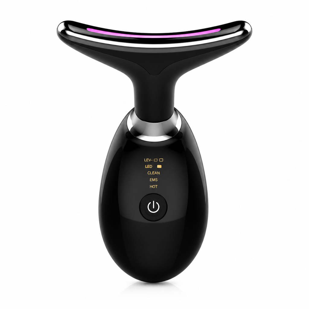 Appareil de Massage Visage LED & EMS 7 Couleurs – Outil Beauté Électrique Éclat & Détente (Blanc / Noir / Rouge)