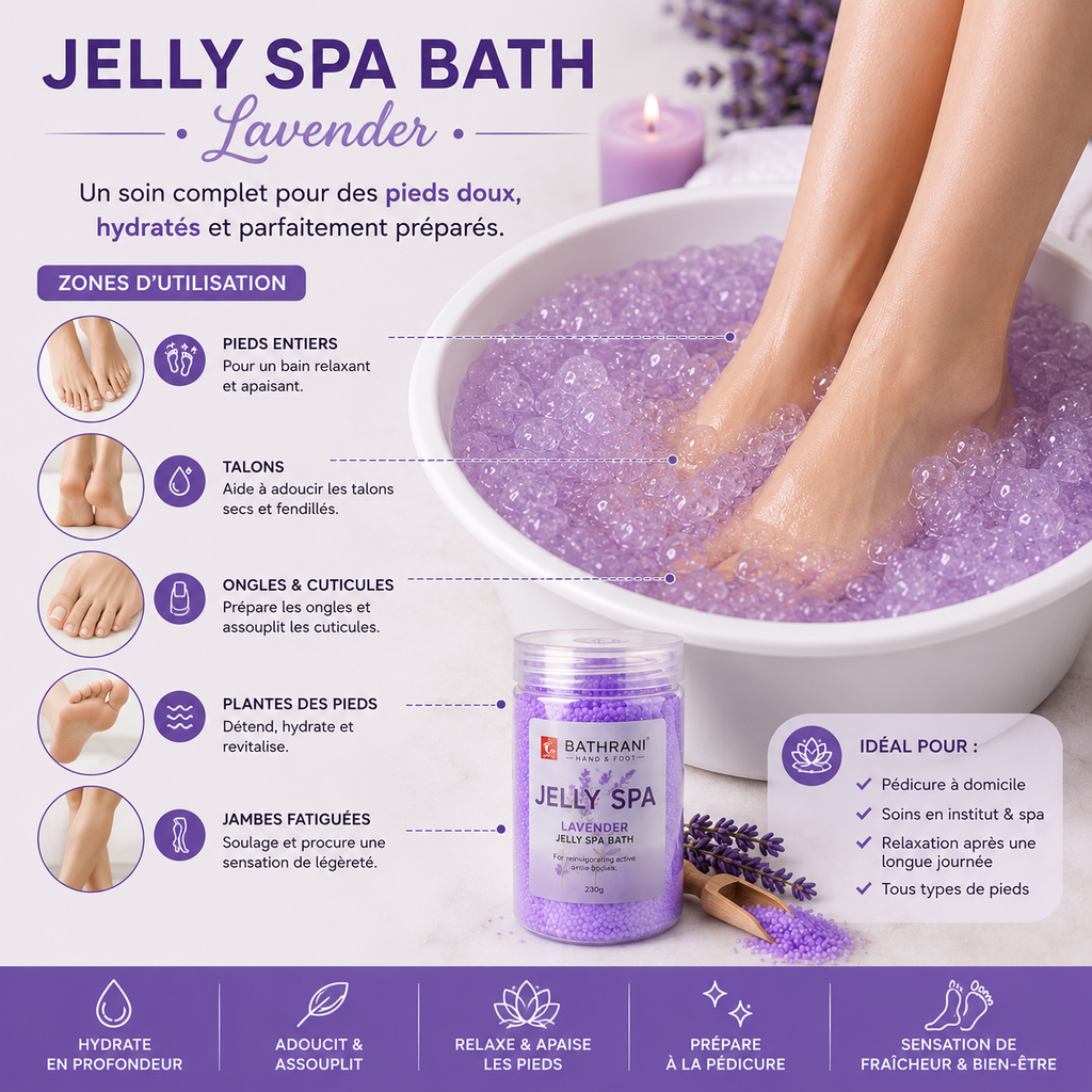 Bathrani Jelly Spa Bath Lavender – Bain de Pieds En Gelée À La Lavande 230 g