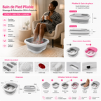 Bain de Pied Pliable Multifonction Chauffant – Massage & Relaxation SPA à Domicile (Rose / Gris)