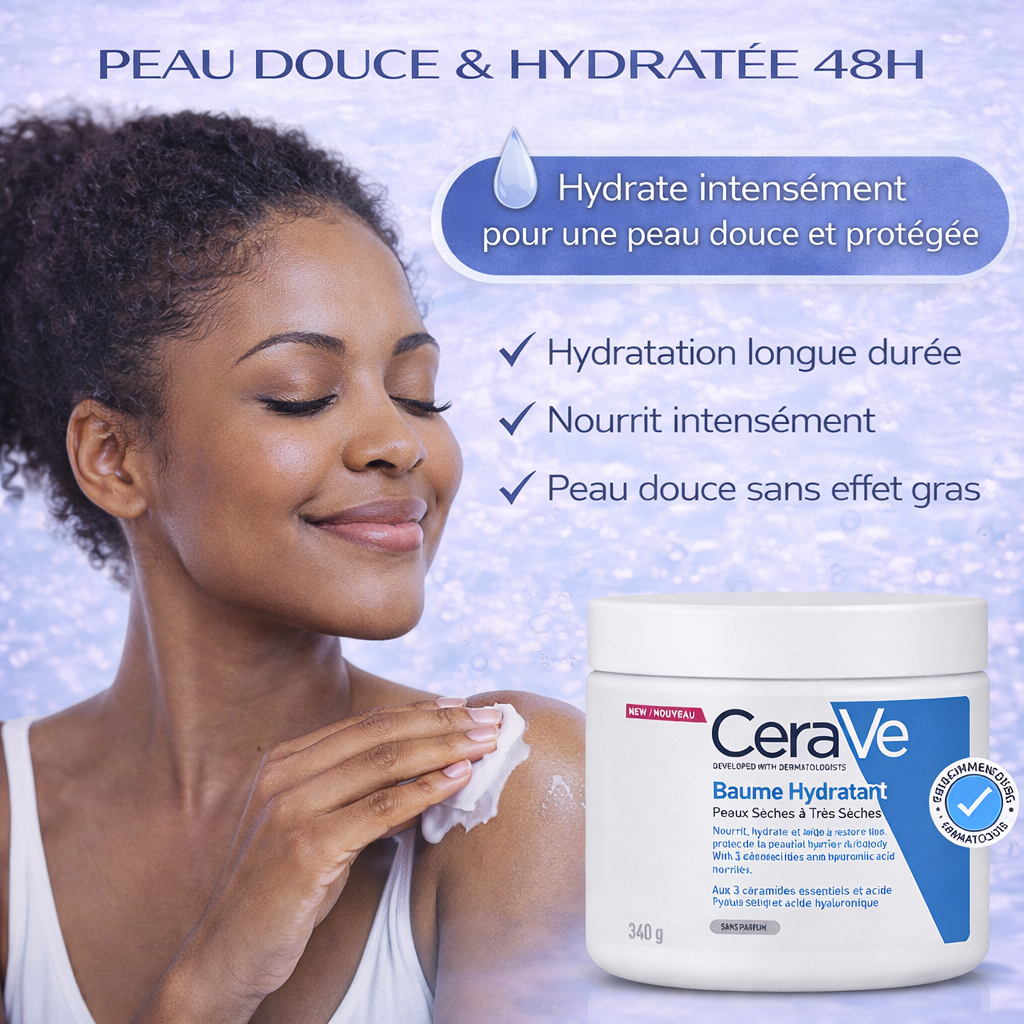 CeraVe Baume Hydratant Visage & Corps – Hydratation Intense Peaux Sèches à Très Sèches 454g