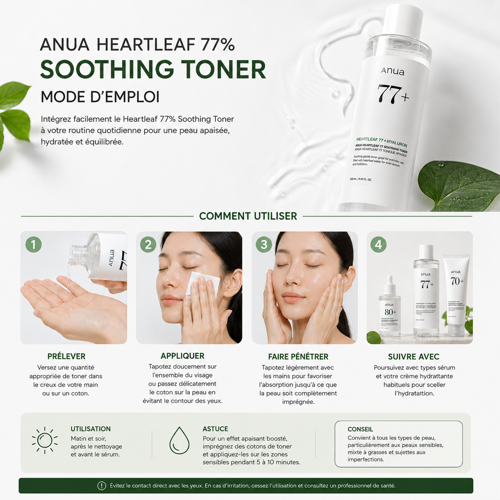 ANUA Heartleaf 77% Soothing Toner - Toner Apaisant Hydratant – 250ml