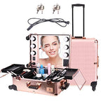 Valise Studio Make-up Trolley - Table de maquillage Professionnel avec Ampoules