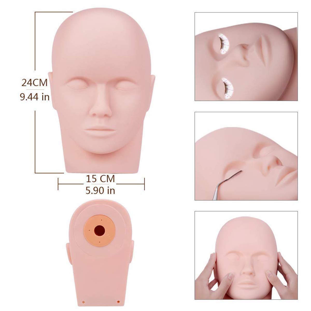 Modèle pour Formation Maquillage en Silicone – Tête de Mannequin pour Extension de Cils et Apprentissage