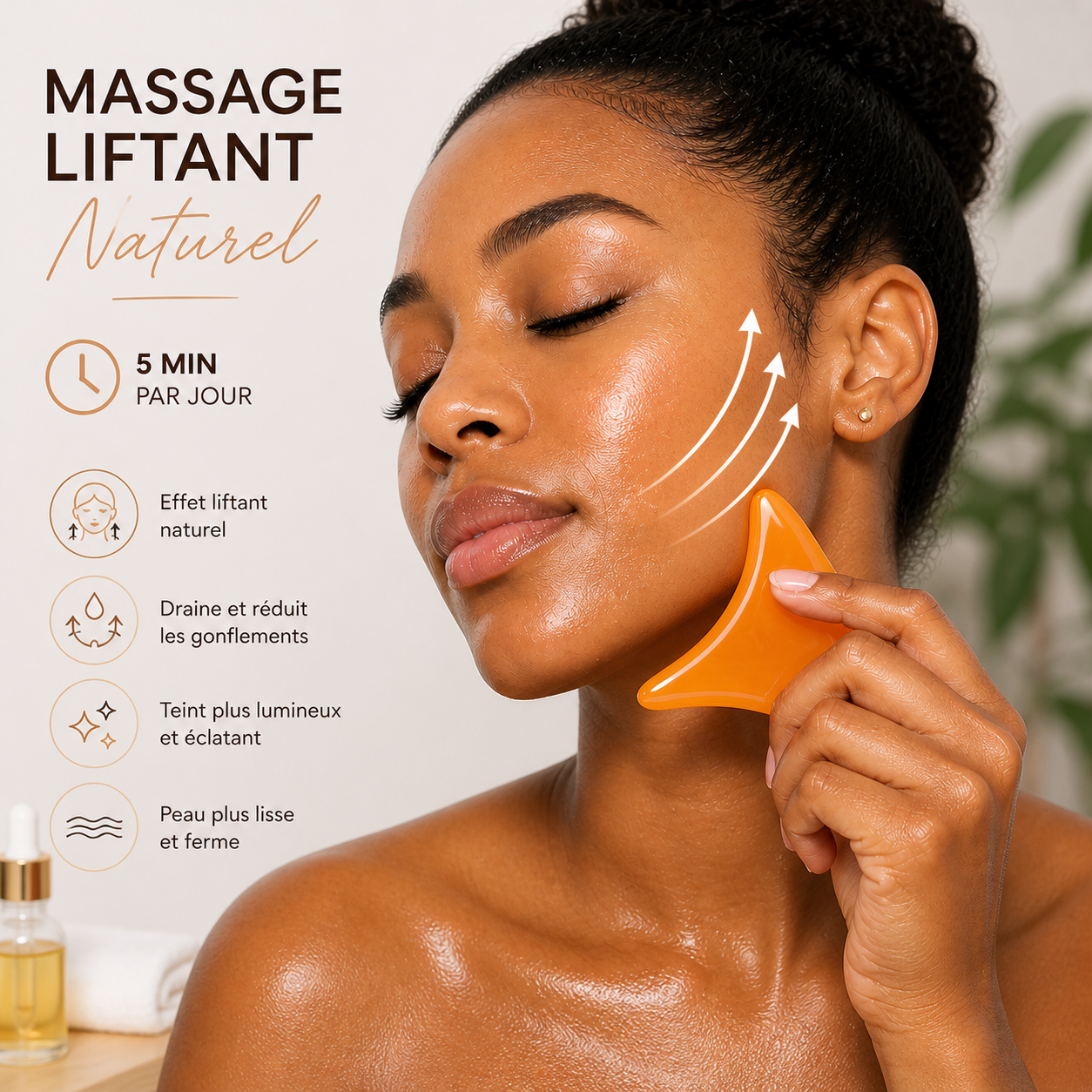 Outil de Massage Visage en Résine – Lifting Naturel & Drainage Facial (Gua Sha Moderne)