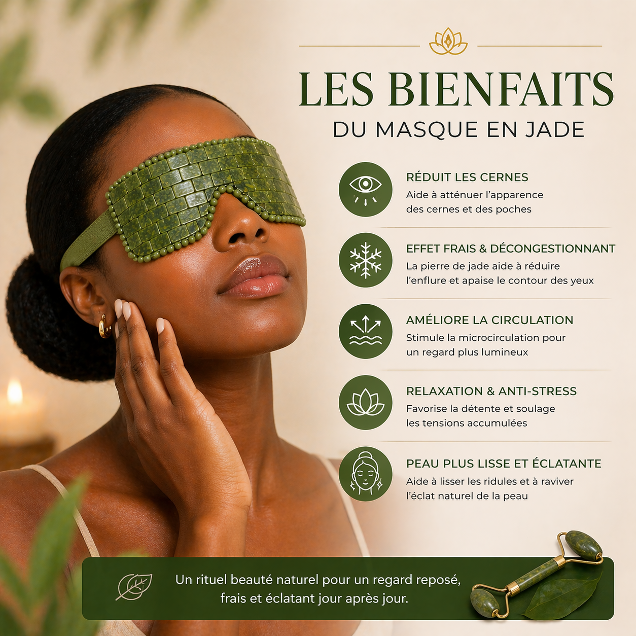 Masque Yeux en Jade Naturel – Rituel de Fraîcheur & Éclat du Regard