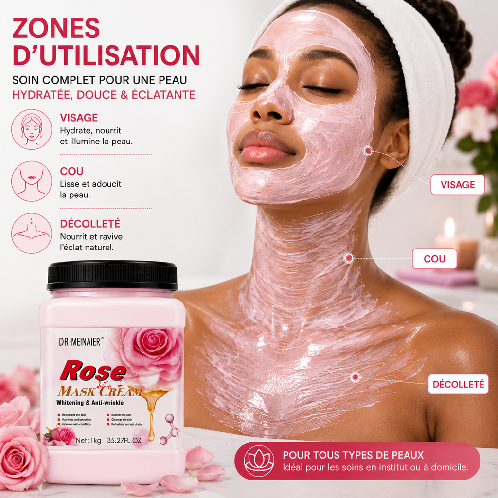 Dr.Meinaier Rose Mask Cream – Masque Visage Hydratant & Nourrissant à la Rose – 1 kg
