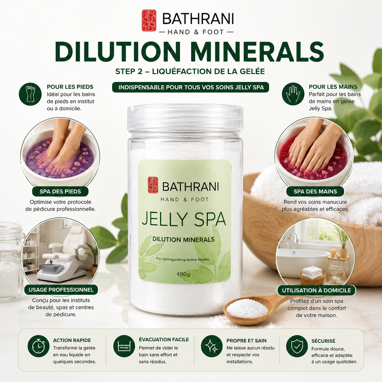 Bathrani Dilution Minerals – Dissolvant de Gelée pour Jelly Spa Bath | 450 g