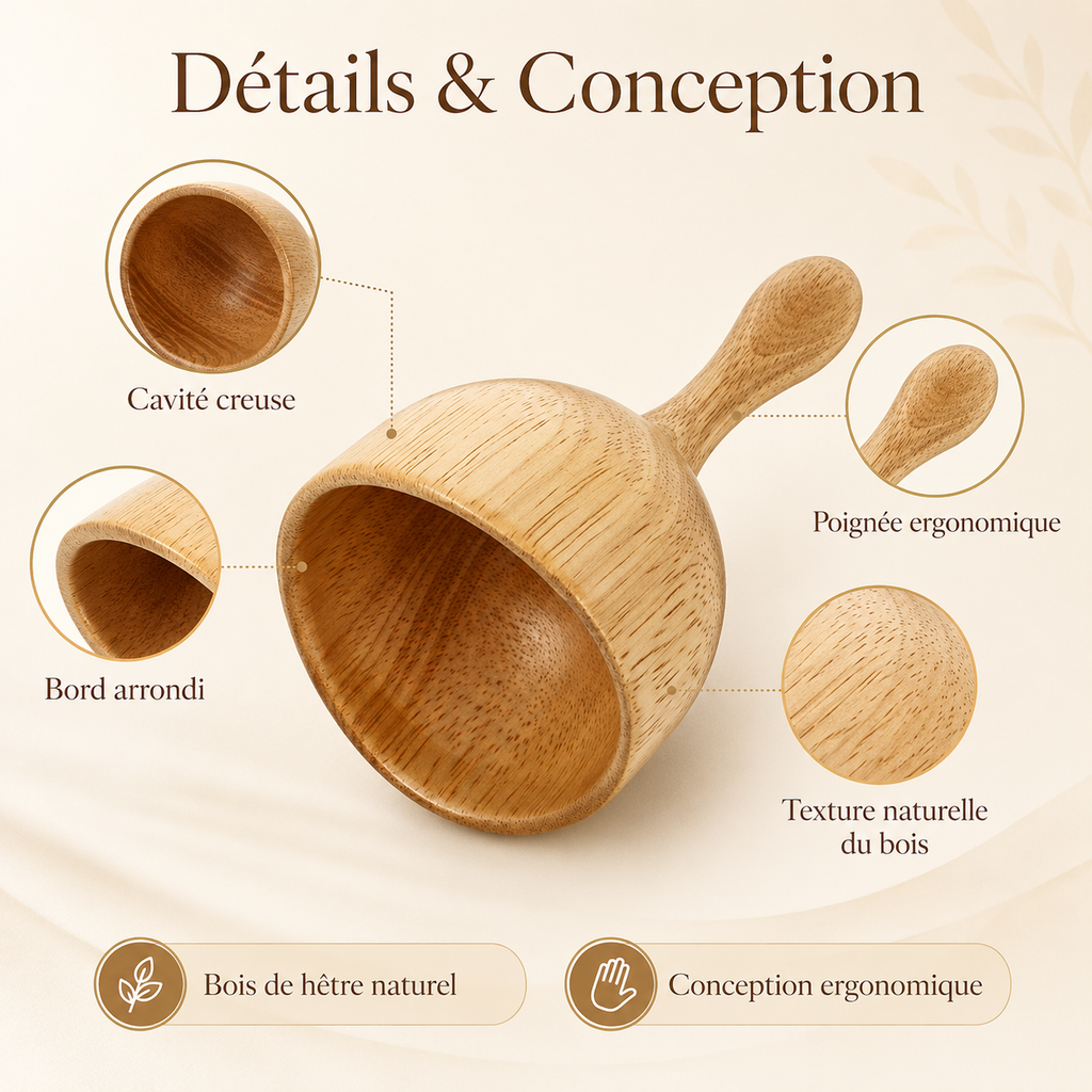 Tasse de Massage Suédoise en Bois de Hêtre – Madérothérapie Corps