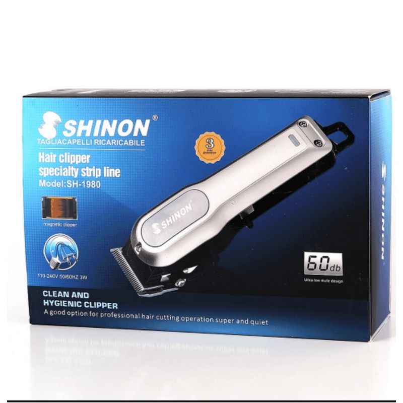 Shinon SH-1980 Tondeuse à Cheveux Professionnelle Rechargeable - Lame Acier Inox