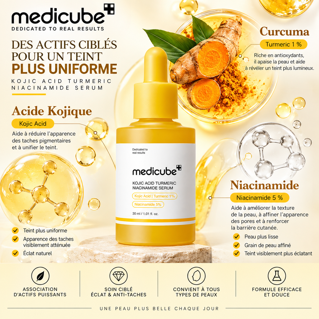 Medicube Kojic Acid Turmeric Niacinamide Serum – Sérum Éclat & Anti-Taches – 30 ml