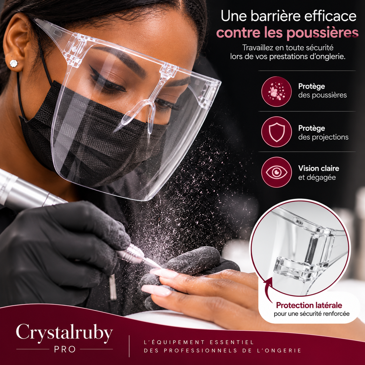 Visière de Protection Transparente pour Prothésiste Ongulaire – Protection Visage &amp; Yeux