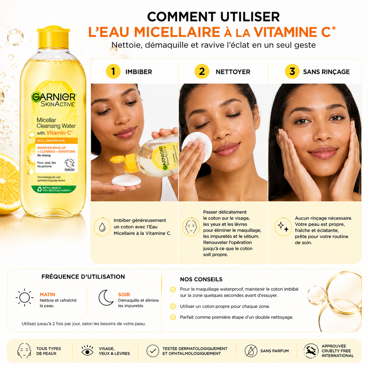 Garnier SkinActive Eau Micellaire Nettoyante à la Vitamine C – 400 ml