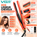 VGR V-523 – Lisseur Professionnel Céramique à Plaques Fines 9 mm, Température Réglable 120–230 °C, Écran LED – Rose Gold