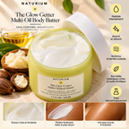 NATURIUM The Glow Getter Multi-Oil Body Butter – Beurre Corporel Nourrissant & Hydratant aux Huiles Végétales – 232 ml