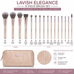BH Cosmetics Lavish Elegance – Set de 15 Pinceaux Maquillage avec Trousse