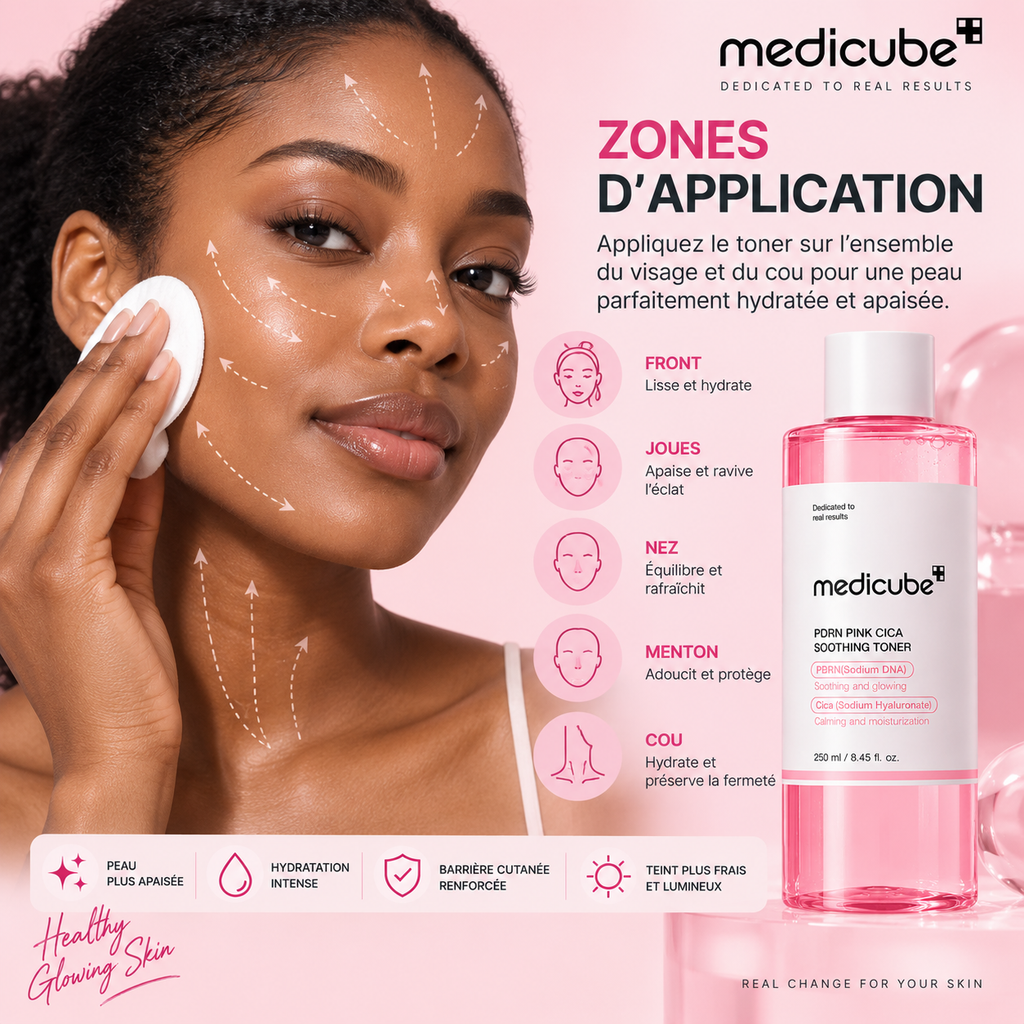 Medicube PDRN Pink Cica Soothing Toner – Tonique Apaisant, Hydratant & Éclat – 250 ml