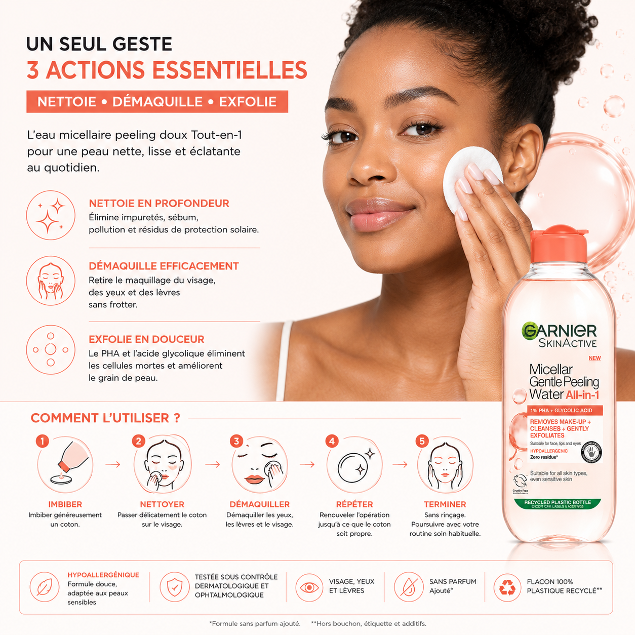 Garnier SkinActive Eau Micellaire Peeling Doux Tout-en-1 – 400 ml