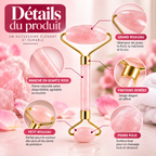 Roller Visage Double Embout en Quartz Rose – Rouleau de Massage Facial