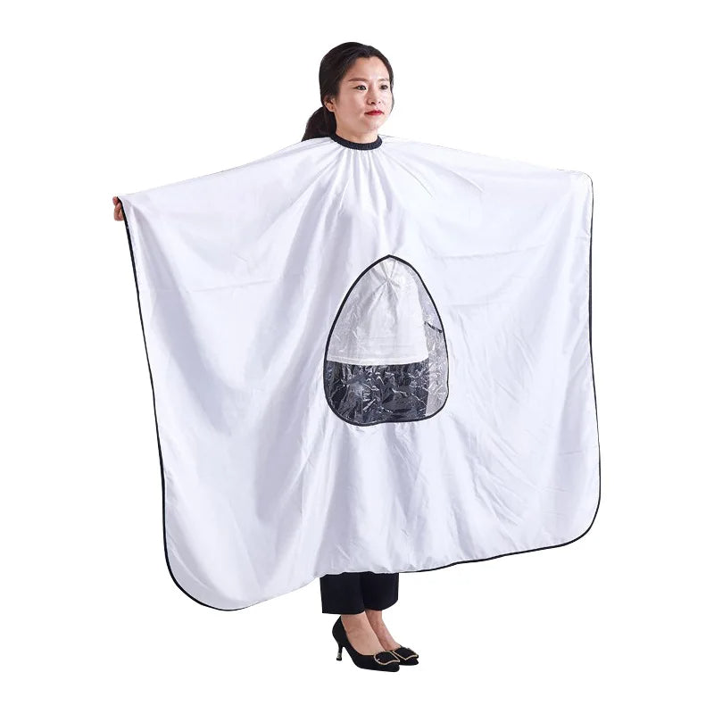 Cape de Coiffeur Professionnelle Imperméable avec Fenêtre de Visualisation pour Téléphone