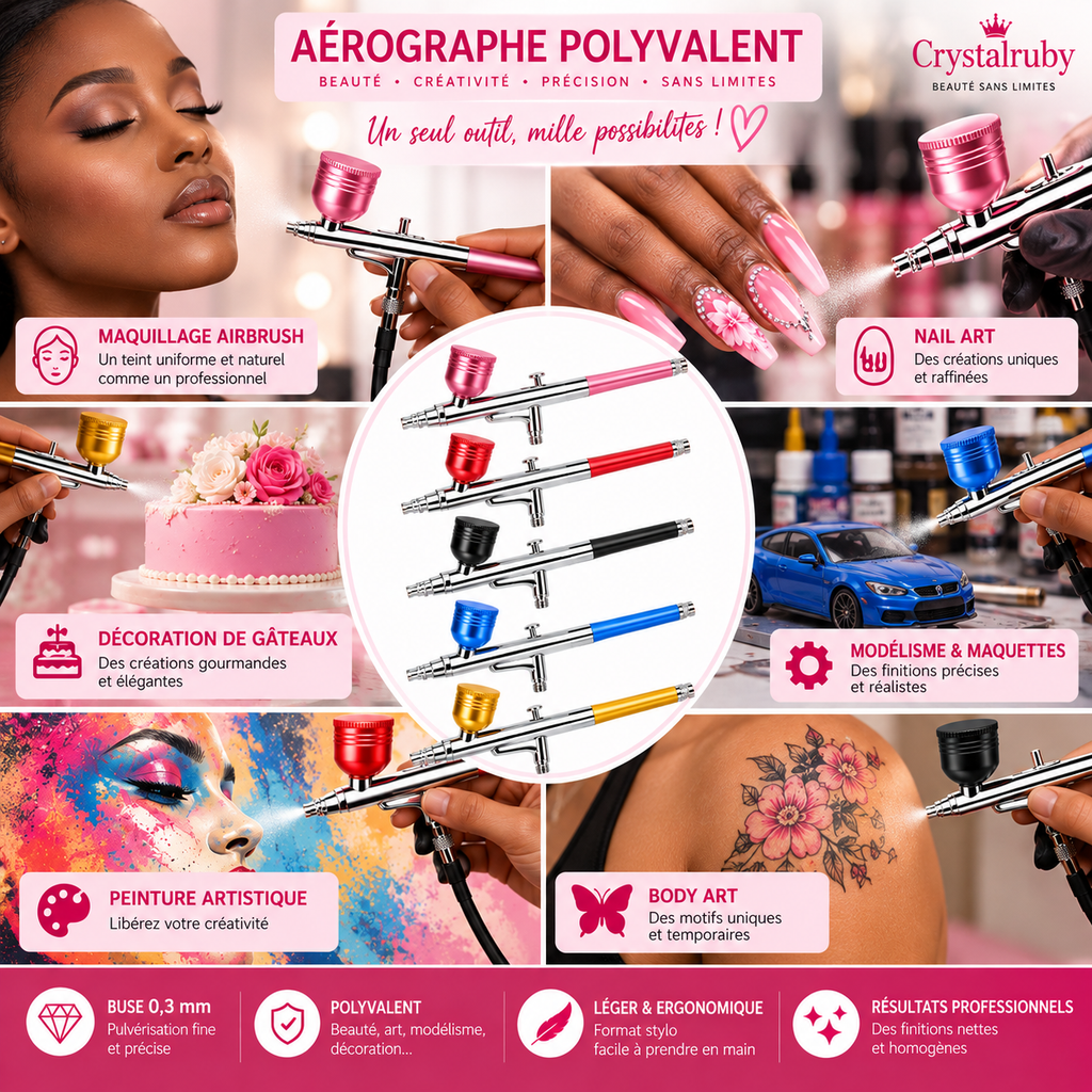 Aérographe Haute Pression 0,3 mm avec Godet – Airbrush Maquillage, Nail Art & Peinture