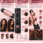 IPARAH P-201 – Fer à Boucler Professionnel Ionique 25 mm – Boucleur en Céramique, Chauffe Rapide PTC, 3 Températures Réglables – Rose Gold & Noir